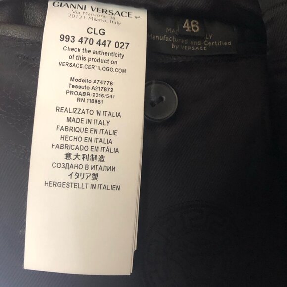 Men's Versace size 46 Leather/Wool Biker Coat - Picture 3 of 4